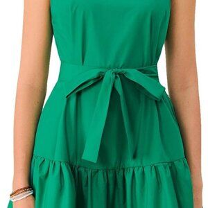 Women Summer Dress Petite Soft Polyester Sleeveless Mini Belted Swing